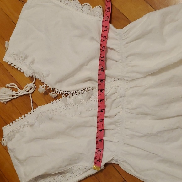 NWOT SHEIN Swiss Dot Backless Guipure Lace Trim Dress. White. Size M. - Picture 11 of 13